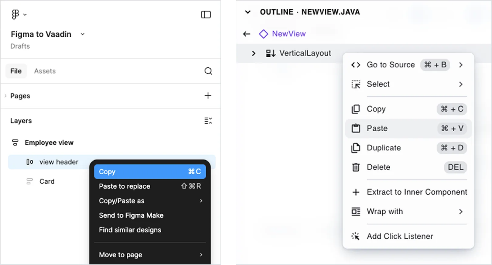 Copy in Figma UI, Paste in Copilot UI
